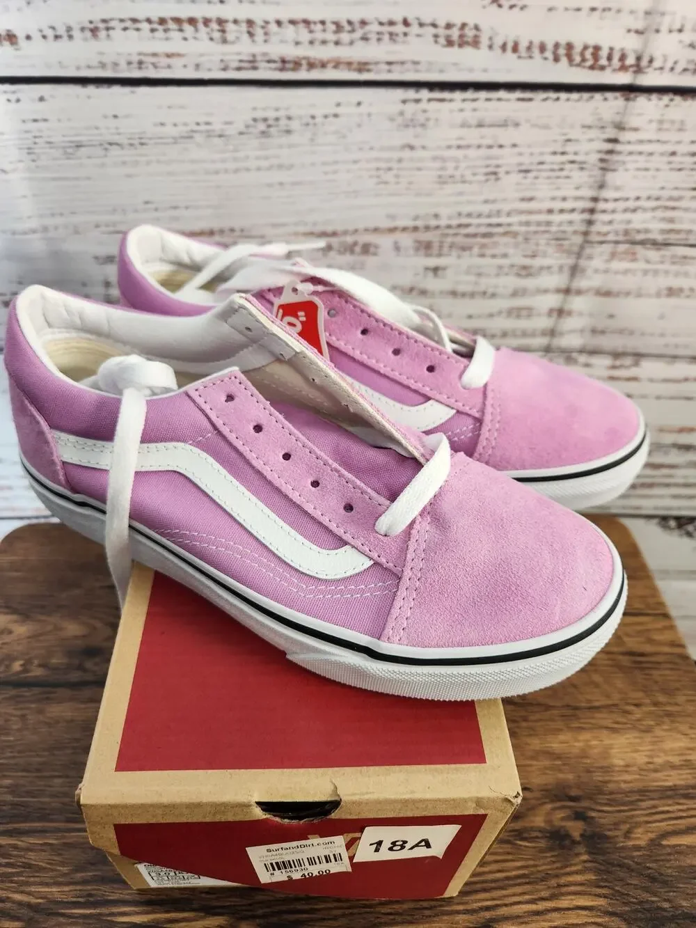 VANS Old Skool Low top canvas suede orchid and true white size 3